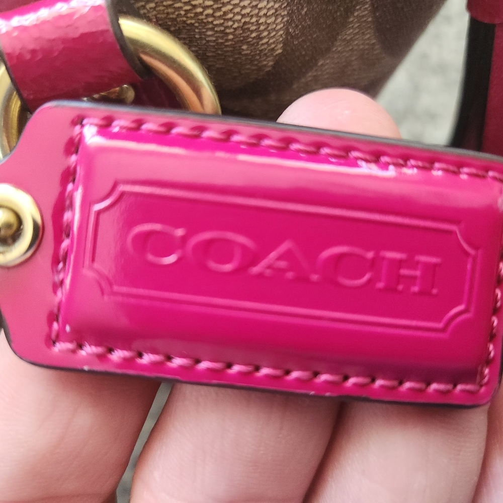Coach Brown and Pink Floral Shoulder Bag - Picture 8 of 9